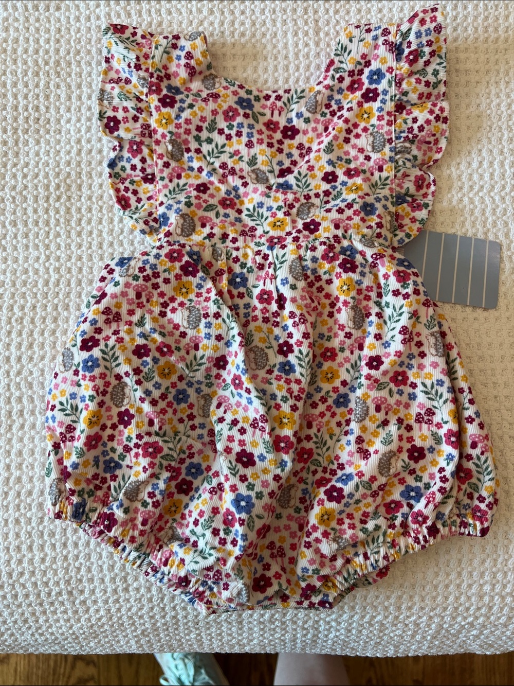 JoJo Maman Bebe Floral Ruffle Bubble Romper in White, Pink, Yellow, Blue